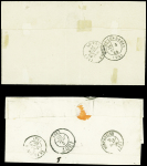 2 lettres : n°28 en paire obl PC du GC 4070 + T16 "Le Valdahon (24)" (1869 - ind 19) et n°22 obl GC 4070 + T15 "Le Valdahon (24)" (1866). TB