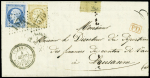N°21 + 22 obl GC 1575 + T22 "Vezenay boite mobile" (1866) sur lettre pour Lausanne, ind 23. RR et TB