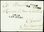 Lettre avec MP "P 85 P San Remo" (1809) ind 18. TB