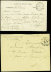 2 plis en franchise avec CAD ambulant de mobilisation "Belfort à Paris 1e 2e Son" (1915) et griffe noire "Colombier militaire de Besancon" (1916). TB