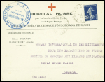 N°140 obl Blanquefort Gironde (1914) sur env à en-tête "Hopital russe sous l'auguste patronage de l'impératrice Marie Féodorowna de Russie château Dul