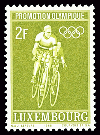 N°718a, 2f. cyclisme de 1968 "sans couleur olive"