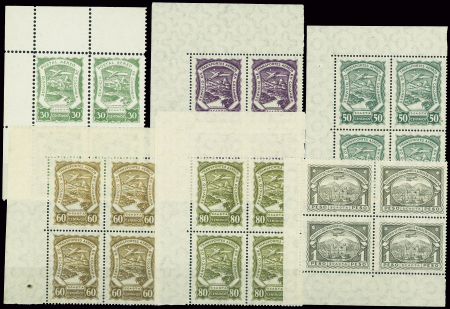 N°33 + 48-52, timbres de 1921-1928 en blocs de 4 cdf,