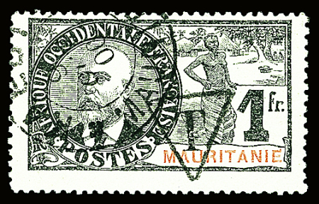 TAXE N°8 1f noir sur bleu-gris, obl. CAD Kaëdi, TB