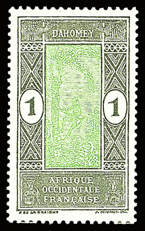 N°101a 1c. gris et vert-jaune, variété sans la surcharge