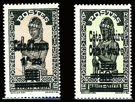 N°102a et 103a, variétés double surcharge, neufs **,