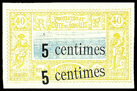 N°28a 5c. sur 40c., variété double surcharge, nsg,
