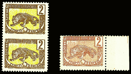 N°28 2c. brun et jaune, variété paire non dentelée