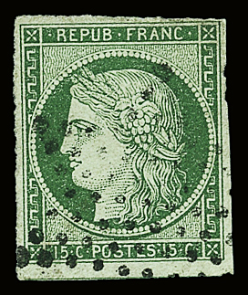 N°2 15c. vert, obl. étoile, TB. Signé Calves