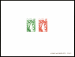 N°1970 et n°1972 Sabine 0,80 vert et 1 f rouge, épreuve