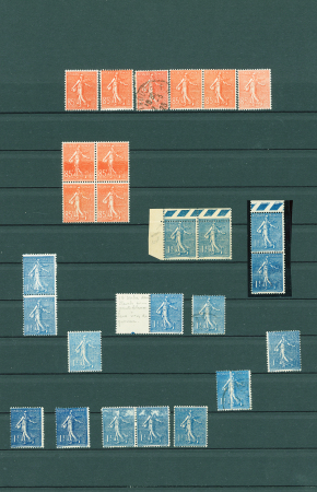 N°189/99 et 197/205 Semeuse de 1924-32, collection spécialisée, neufs * / neufs **, nuances, variété