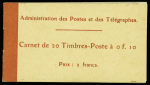 N°138-C1 10c rouge, carnet de 20 timbres, neuf **,
