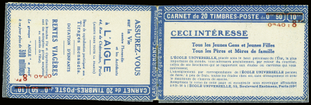 CARNET N°C45-6 carnet de 20 timbres n°45b 40c. olive,