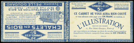 CARNET N°14-1 carnet de 20 timbres n°14 25c. bleu,