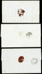 7 Lettres avec marque postale noire "Guyane française" (Jamet n°1A) dont 3 CAD d'entrée rouge "Outre-mer Nantes" (1849) "Outre-mer Marseille" (1845) e