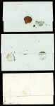 7 Lettres avec marque postale noire "Guyane française" (Jamet n°1A) dont 3 CAD d'entrée rouge "Outre-mer Nantes" (1849) "Outre-mer Marseille" (1845) e