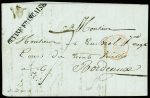 7 Lettres avec marque postale noire "Guyane française" (Jamet n°1A) dont 3 CAD d'entrée rouge "Outre-mer Nantes" (1849) "Outre-mer Marseille" (1845) e