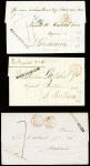 4 letttres pour Bordeaux avec MP "Guyane française" (Jamet n°1A) dont 3 CAD d'entrée rouges "Outre-mre Nantes" (1847), Outre-mer Pauillac (1849) et "O