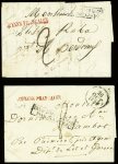 4 lettres pour Bordeaux : cachet ovale noir "Poste aux lettres de Cayenne Guyane française" (Jamet n°3 - 1852) - cAD "Cayenne Guyane française" (1853 