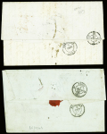 4 lettres pour Bordeaux : cachet ovale noir "Poste aux lettres de Cayenne Guyane française" (Jamet n°3 - 1852) - cAD "Cayenne Guyane française" (1853 