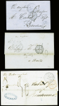 15 lettres pour Bordeaux ou Nantes avec CAD "Cayenne Guyane française" (Jamet n°4), la majorité avec CAD d'entrée noir "Col. Fr. Angl. Amb. Calais". T