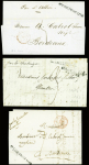 5 lettres dont 4 avec marque noire "Guyane française" (Jamet n°1A) et 1 lettres avec MP "Martinique" + MP d'entrée "Colonies par Nantes" (1826). TB