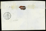 Col. Gen n°3+5 obl losange de points muet + CAD "Guyane Cayenne" (1872) sur lettre avec taxe 7 façon manuscrite rayée à la plume