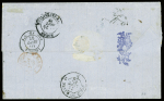 Col. Gen n°53 en paire obl CAD "Guyane Cayenne" (1882) sur lettre pour Rouen avec CAD octogonal de transit "Col. FR. PAQ. FR n°1" (1882). TB