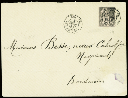 Colonies générales n°54 obl CAD octogonal "Col. FR. PAQ. FR. C n°1" (1887) (Salles n°1528) sur lettre pour Bordeaux. TB