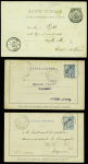 11 lettres et 2 fragments de Guyane dont Guyane n°24 + n°27 + 28 obl Cayenne (1894) sur grand fragment de lettre recommandée