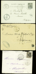 11 lettres et 2 fragments de Guyane dont Guyane n°24 + n°27 + 28 obl Cayenne (1894) sur grand fragment de lettre recommandée