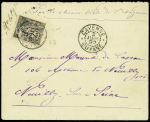 Guyane n°23 obl CAD "Cayenne Guyane" (1892) sur lettre pour Neuille sur Seine avec au verso rare CAD "Union St Nazaire". TB