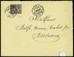 Colonies générales n°54 obl CAD octogonal "Ligne C PAQ. FR. n°1" (1888) répété à côté sur lettre pour Bordeaux. TB
