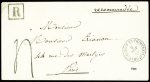 Lettre recommandée avec CAD T15 "Chateauneuf en Thimerais 27" (1848) + "R" encadré et taxe 4 tampon façon manuscrite. TB