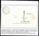 Doubs : 3 lettres de ou pour Pontarlier avec taxe tampon 1 de confection locale (1848 - 1851). TB