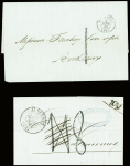 6 lettres avec taxes tampon façon manuscrite de confection locale 11 et 8 + 12 (2) - 6 (2) et 1. Peu courant et TB
