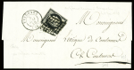 N°3 obl grille + T15 "Valognes (48)" (1849) sur lettre, ind 14. TB