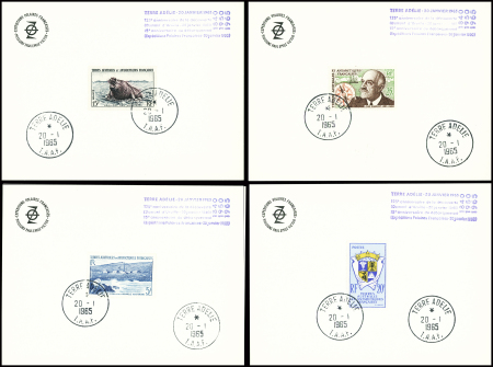 24 cartes PEV (explorateurs se serrant la main au dessus du globe) AFF divers TAAF dont PA8, PA3, PA5, PA4, PA7. TB lot