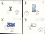 24 cartes PEV (explorateurs se serrant la main au dessus du globe) AFF divers TAAF dont PA8, PA3, PA5, PA4, PA7. TB lot