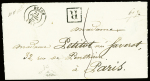 Lettre recommandée non AFF avec T15 Dijon (1852) + "R" encadré noir et taxe 5 manuscrite. TB