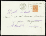 N°199 obl mécanique "Paris RP Départ" (1931) sur lettre avec au verso bloc de 22 timbres-taxe n°33 à 30c représentant la taxe cumulative pour 22 lettr