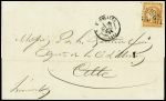 N°48 40c orange obl GC 2502 + T17 Montpellier (nov 71) sur lettre pour Cette. TB
