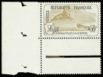 N°153 50c. + 50c. brun clair Orphelins, coin de feuille,