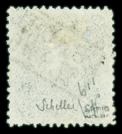 N°14 10g noir, obl., dent courte sinon TB. Signé Scheller