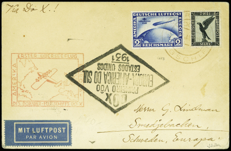 POSTE AERIENNE N°33+38 obl. janvier 1931 sur carte
