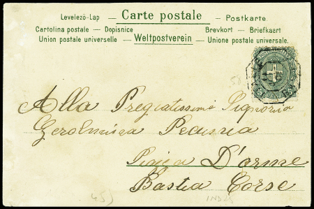 CORSE Rare càd oct. ITALIE - BASTIA 11.07.1901 sur