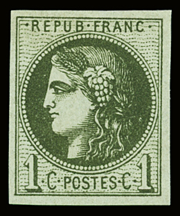 N°39Ab 1c olive foncé Report I, fraicheur postale,