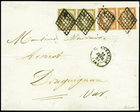 N°1 x2 (paire) 10c bistre & N°5x2 (paire) 40c oran