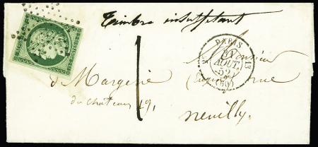 N°2 15c vert oblitéré étoile avec TàD de Paris (18