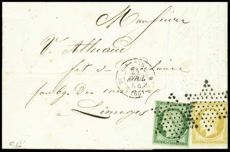 N°2 15c vert avec complément N°13 10c Empire oblit